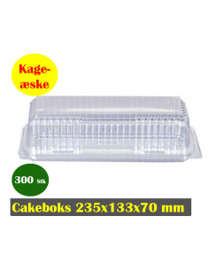 Kageæske Plastbakke m-hængslet låg 23x13x7cm.  