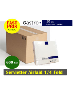 Serviet Gastro Soft Hvid 1/4 40X40 600stk. -  2