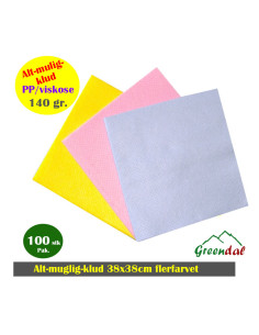 Alt-mulig-klud 38x38cm flerfarvet PP/viskose perforeret 140g.