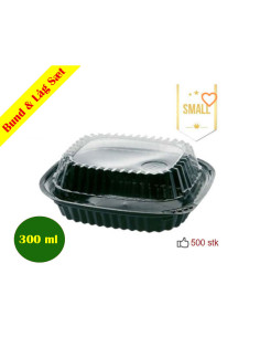 Sushi Tray Small (V.Pack) DK Oval Bottom/Lid Black 500pc/box - 