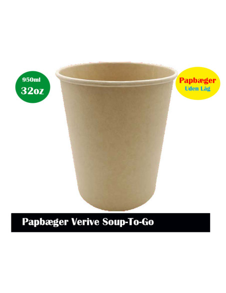 Suppe/Deli Skål Natur Pap Brun 32oz.