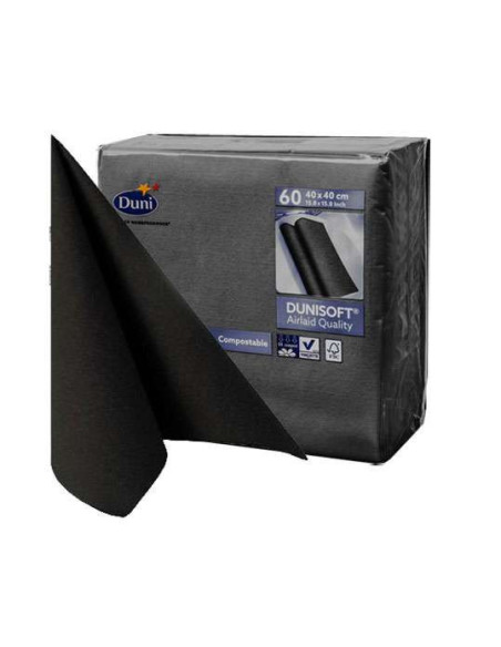 Serviet DuniSoft 40x40cm Airlaid 1/4 fold Sort 720stk/kar - 