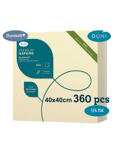 Serviet Duni 40x40cm Airlaid 1/4 fold Cream 6x60stk/kar