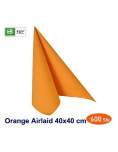 Napkin Orange 40x40cm Airlaid 1/4 fold 600pc/box - 