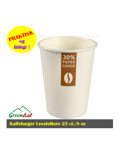 Kaffebæger LessIsMore 25 cl. hvid pap/PE. 8 oz 50stk/pk. 2