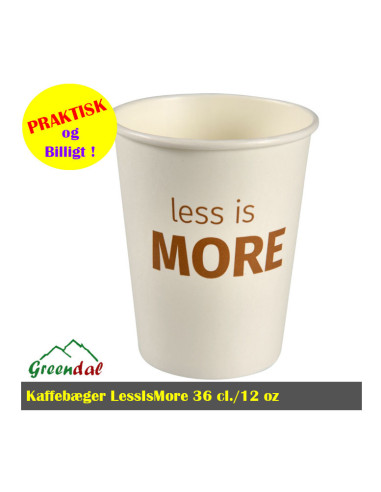 Kaffebæger LessIsMore 36 cl. hvid pap/PE. 12 oz 50stk/pk.