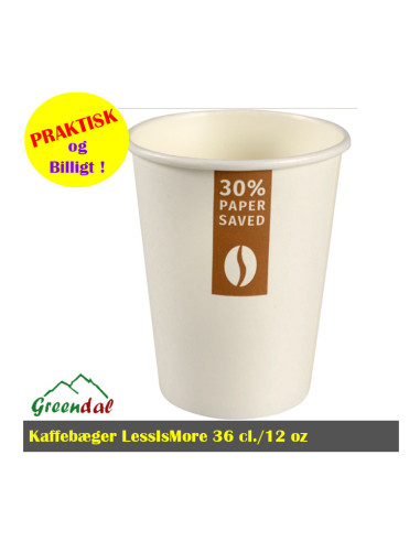 Kaffebæger LessIsMore 36 cl. hvid pap/PE. 12 oz