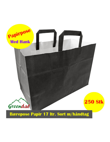 Bærepose Papir 17L Sort 