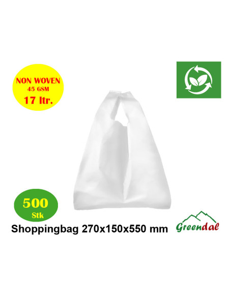 Shoppingbag 17 ltr Non-woven PP 45 gr Hvid 500stk.