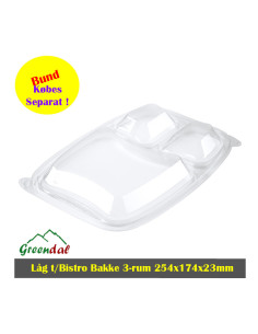 Låg Bistro Bakke 3-rum Klar 254x174x23 mm PP
