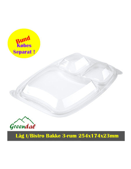 Låg Bistro Bakke 3-rum Klar 254x174x23 mm PP