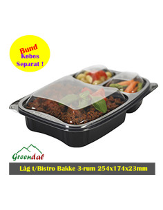 Låg Bistro Bakke 3-rum Klar 254x174x23 mm PP 2