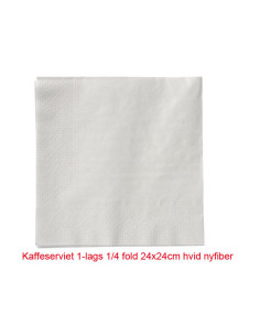 Serviet Kaffe 24x24cm 1-lags 1/4 fold Hvid 9000stk/kar -  2