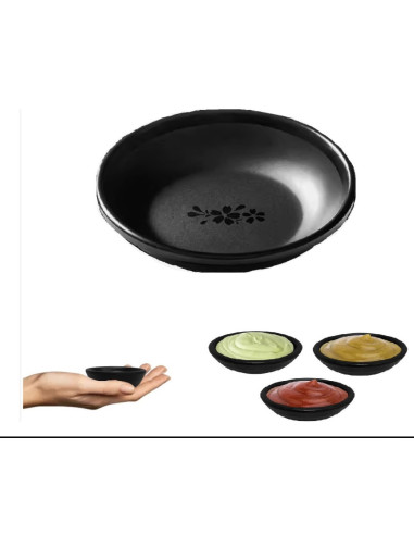 Soya skål til sushi – sort Sakura design (melamin - 