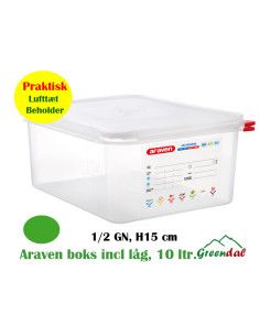 Container plastic for food 2/2 GN. Including Lid 10 ltr. - 