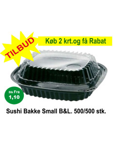 Sushi Tray Small (V.Pack) DK Oval Bottom/Lid Black 500pc/box - 