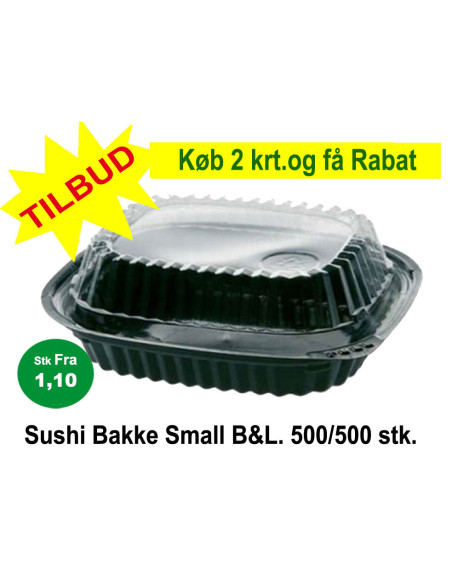 Sushi Bakke TILBUD Small (Blue) DK Oval Bund/låg Sort 500stk
