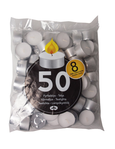 Tealight white 8 hours 9x50pc/box - 