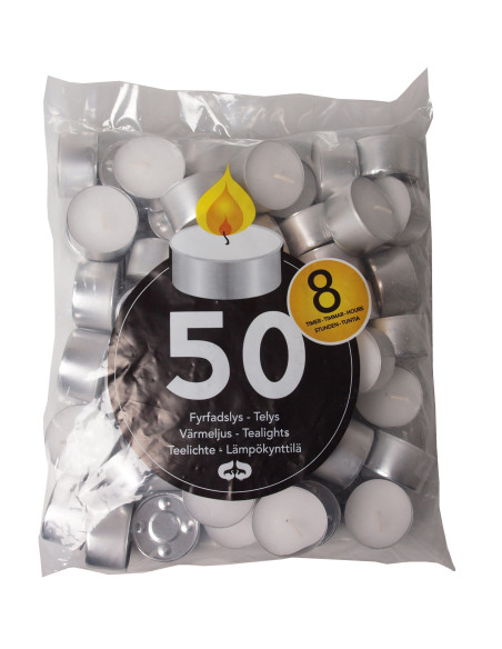 Tealight white 8 hours 9x50pc/box - 