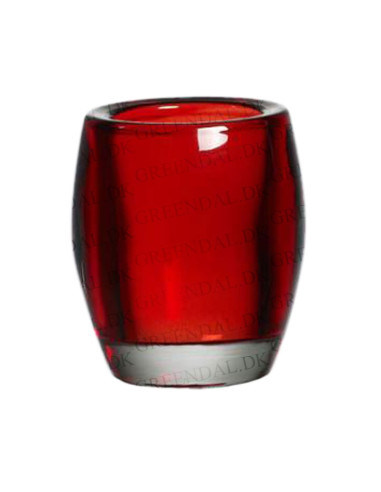 Fyrfadslys holder rød oval 6stk/pak - 