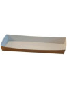 Pølsebakke med kant 20x9x2cm Brun/Hvid 6x100stk/kar - 