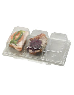 Plastic tray w/hinged lid 3-room Sandwiches -  2