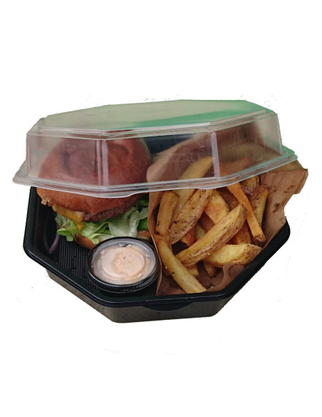 Plastbakke Octaview m/hængslet låg  sort 23x23x8cm - 