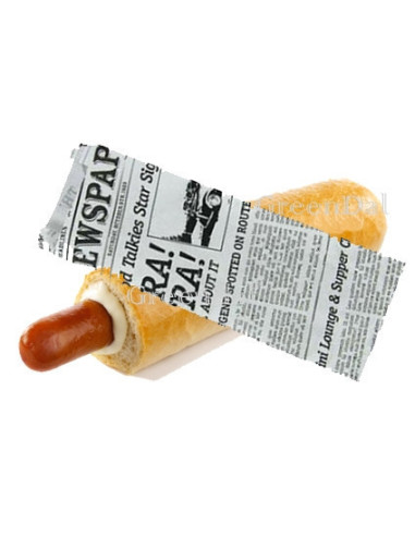 French Hot dog Pose Newspaper Old News 1000pc/box - 
