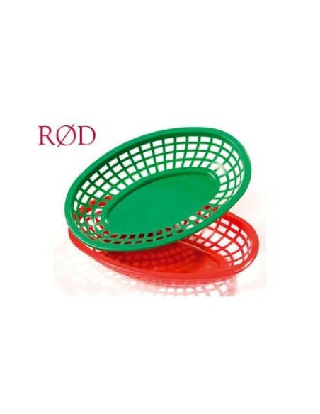 Kurv oval 23.5x14.9x5.08cm PE Rød 12stk/pakke - 