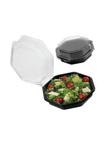 Plastic tray Octaview 1-room 19x19x6cm 850ml Black 270pc/box - 