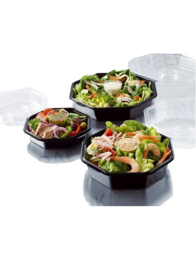 Plastbakke Octaview 1-rums 19x19x6cm 850ml Sort 270stk/kar - 