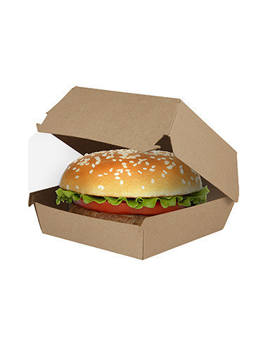 Burger box 12x12x8cm Kraft brown/white 300pc/box - 