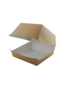 Burgerboks 12x12x8cm Kraft brun/hvid 300stk/kar -  2