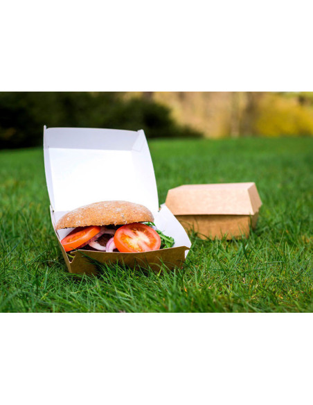 Burgerboks 12x12x8cm Kraft brun/hvid 300stk/kar - 