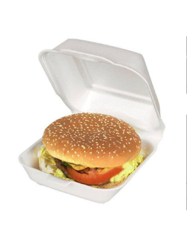 Burger box foam large w/lid IP6 5x100pc/box - 