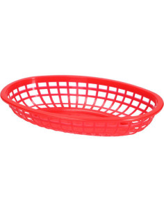 Kurv oval 23.5x14.9x5.08cm PE Rød 12stk/pakke -  2