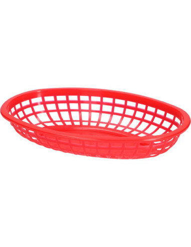 Kurv oval 23.5x14.9x5.08cm PE Rød 12stk/pakke - 