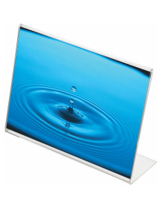 Brochure display acrylic A7 clear L-shape oblique t/table horizontal - 