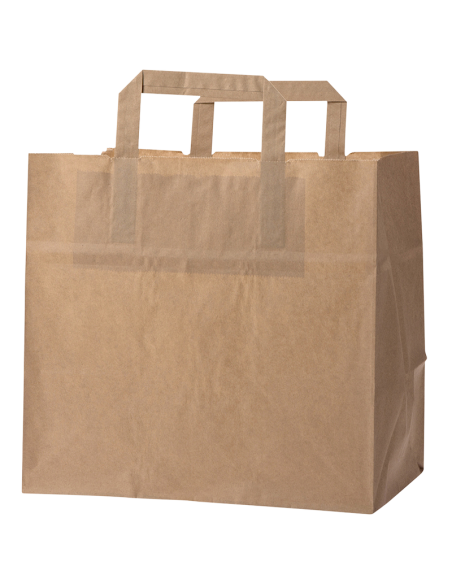 Papirsbærepose Take-away brun 13L 25x17x25cm - 