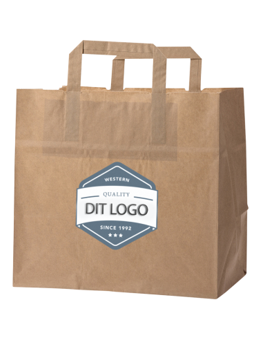 Papirsbærepose Take-away brun 13L 25x17x25cm - 
