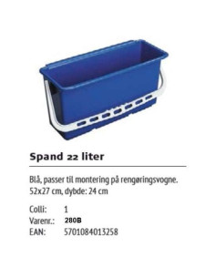 Washing bucket 22 ltr. m/ wheels and drip tray Blue - 