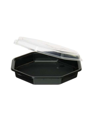 Plastbakke Octaview 1-rums 23x23x5cm 1000ml Sort 190stk/kar - 