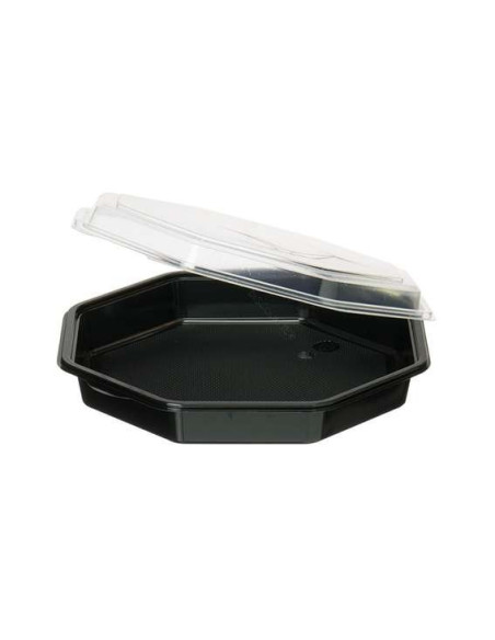 Plastbakke Octaview 1-rums 23x23x5cm 1000ml Sort 190stk/kar - 