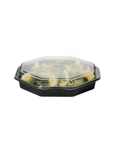 Plastic tray Octaview 1-room 23x23x5cm 1000ml Black 190pc/box - 