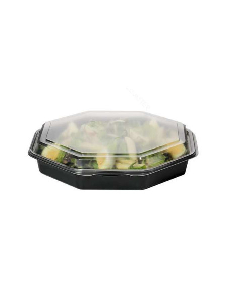 Plastic tray Octaview 1-room 23x23x5cm 1000ml Black 190pc/box - 