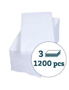 Napkin Art 40x40cm 3-layer 1/8 fold White 1200pc/box - 