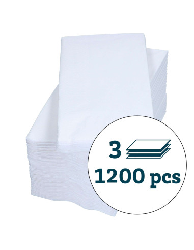 Napkin Art 40x40cm 3-layer 1/8 fold White 1200pc/box - 