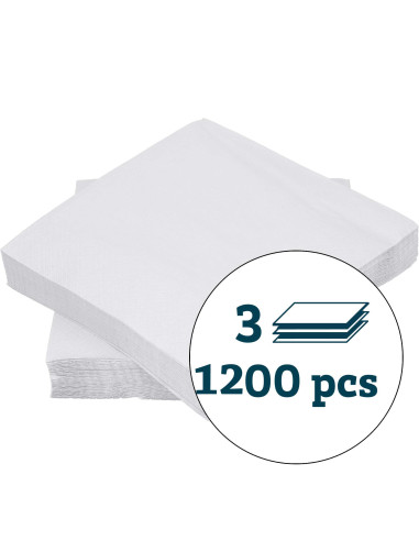 Napkin Art 40x40cm 3-layer 1/4 fold White 1200pc/box - 