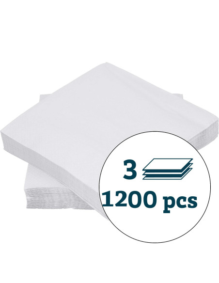 Napkin Art 40x40cm 3-layer 1/4 fold White 1200pc/box - 