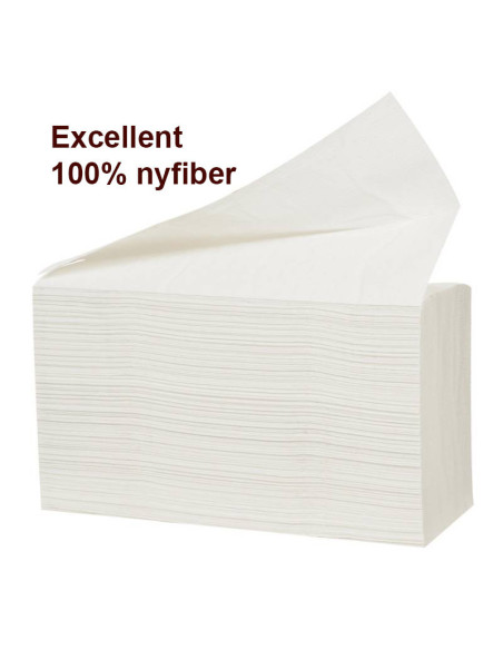 Papirhåndklæde (4116)  2-lags Z-fold 24x20,3cm 8 cm hvid 100% nyfiber - 